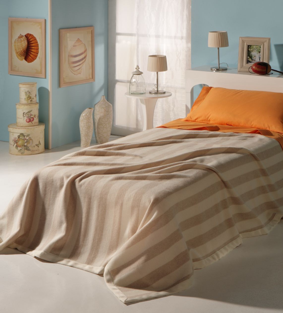 Coperta per letto singolo in cashmere e morbida lana merinos a righe –  cashmerewool