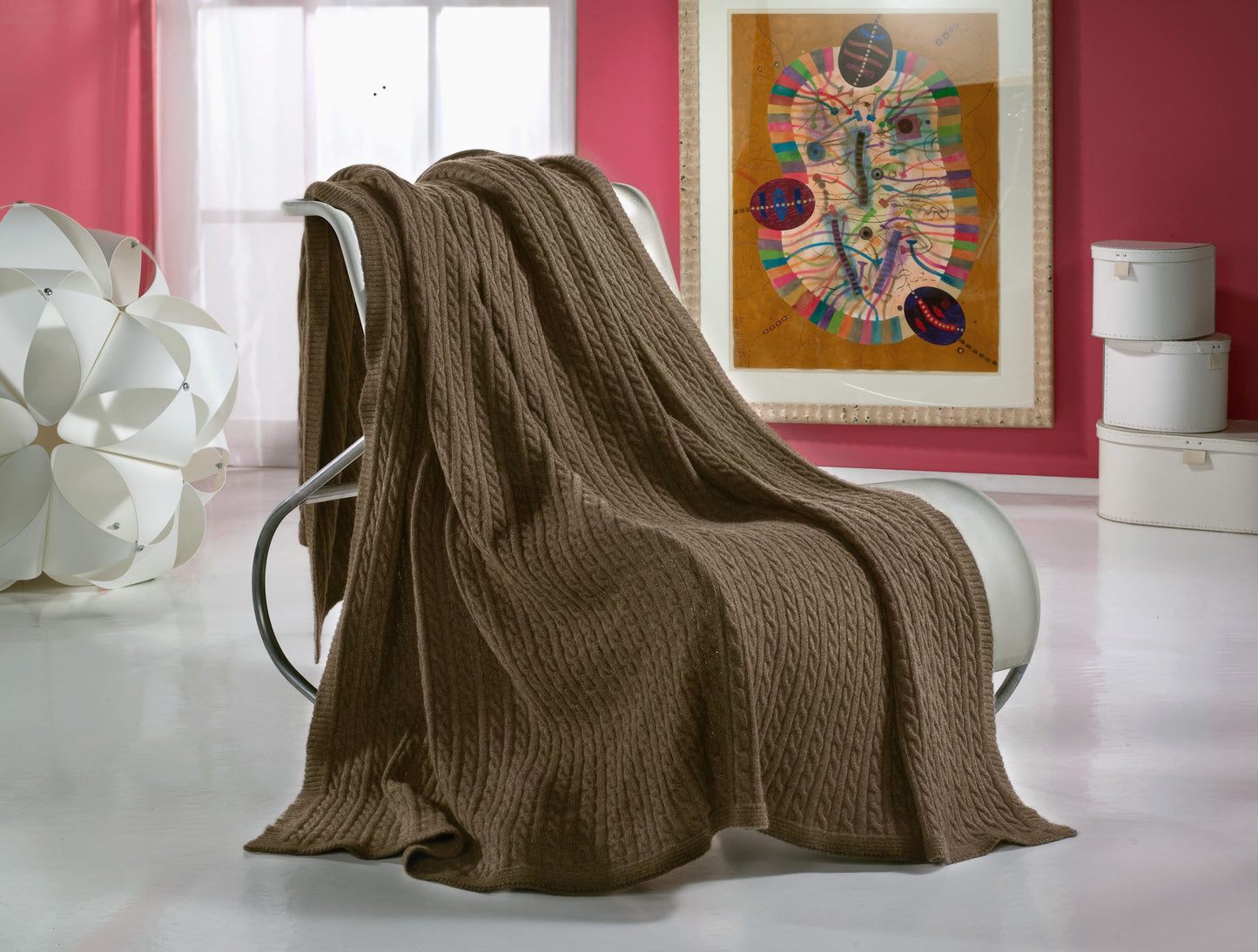 KNITTED WITH PLAIT CRADLE BLANKET | Pure Cashmere