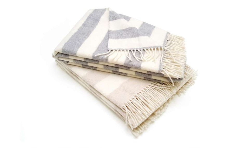 THROW WITH STRIPES CHIARA | Cashmere and merino wool
