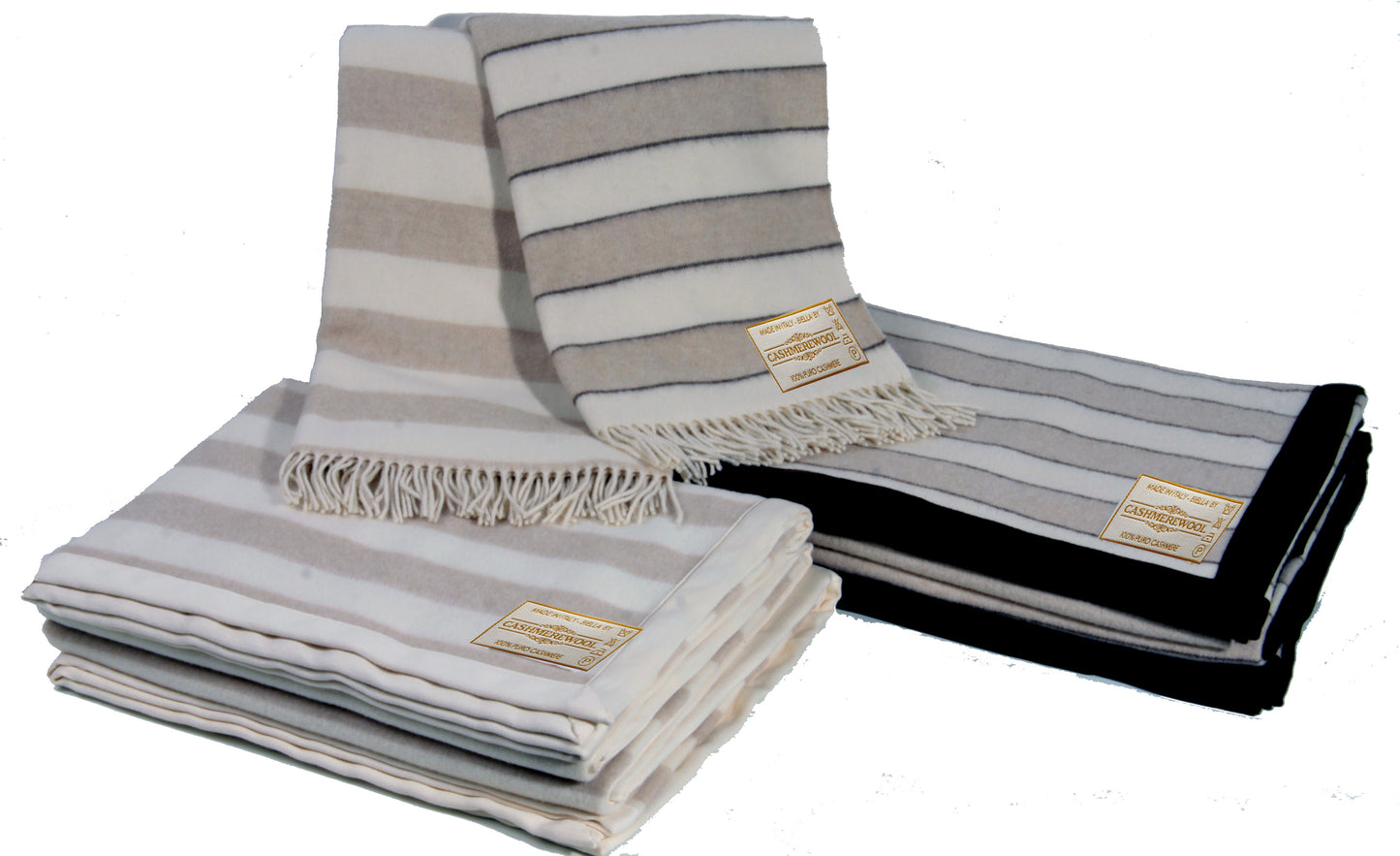 THROW WITH STRIPES CHIARA | Cashmere and merino wool